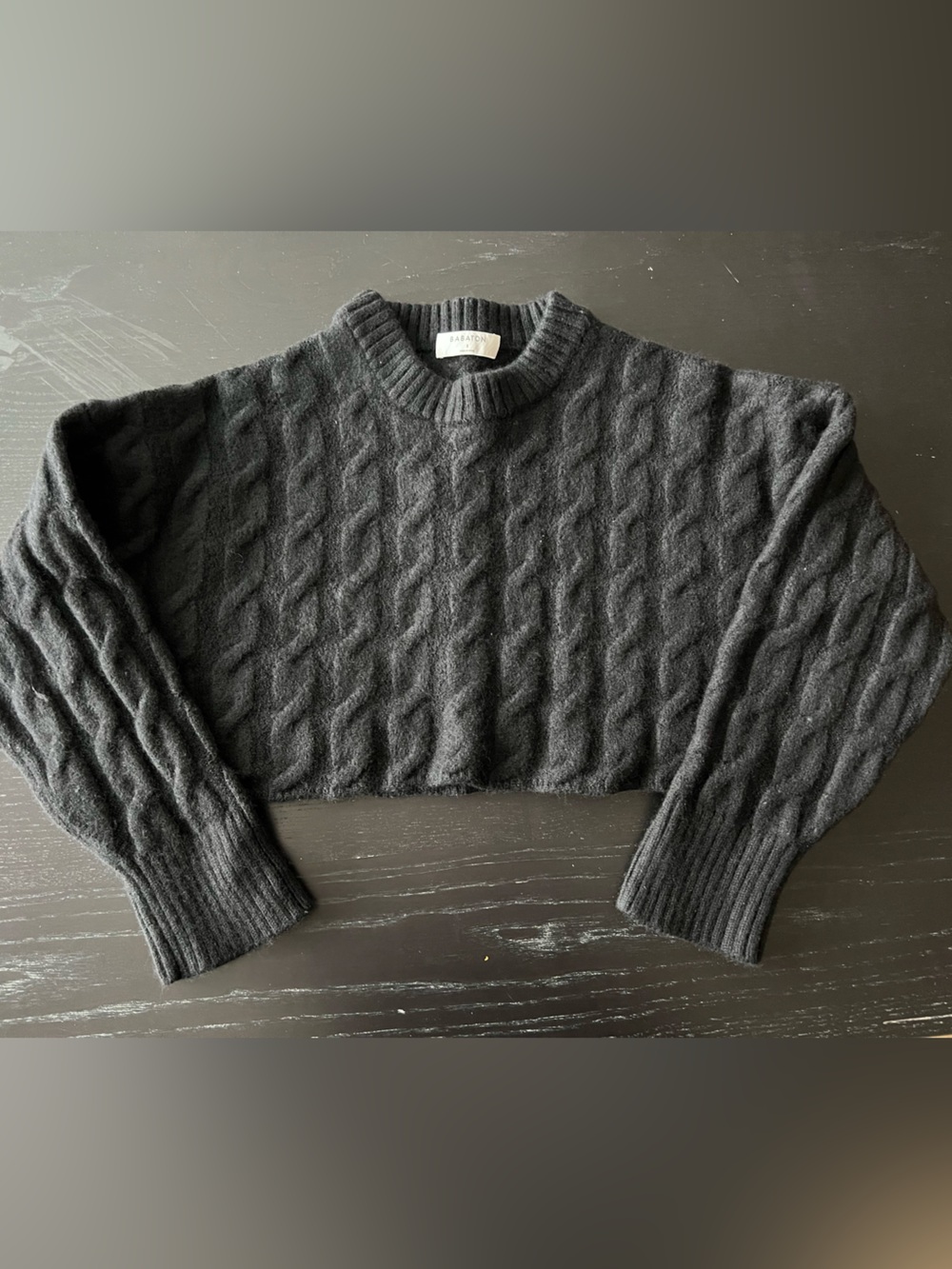 Aritzia Crop Wool Cable Knit Sweater